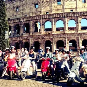 Fun Vespa tour at 'The Colosseum'. Explore Rome’s ancient landmarks and vibrant neighborhoods with ease